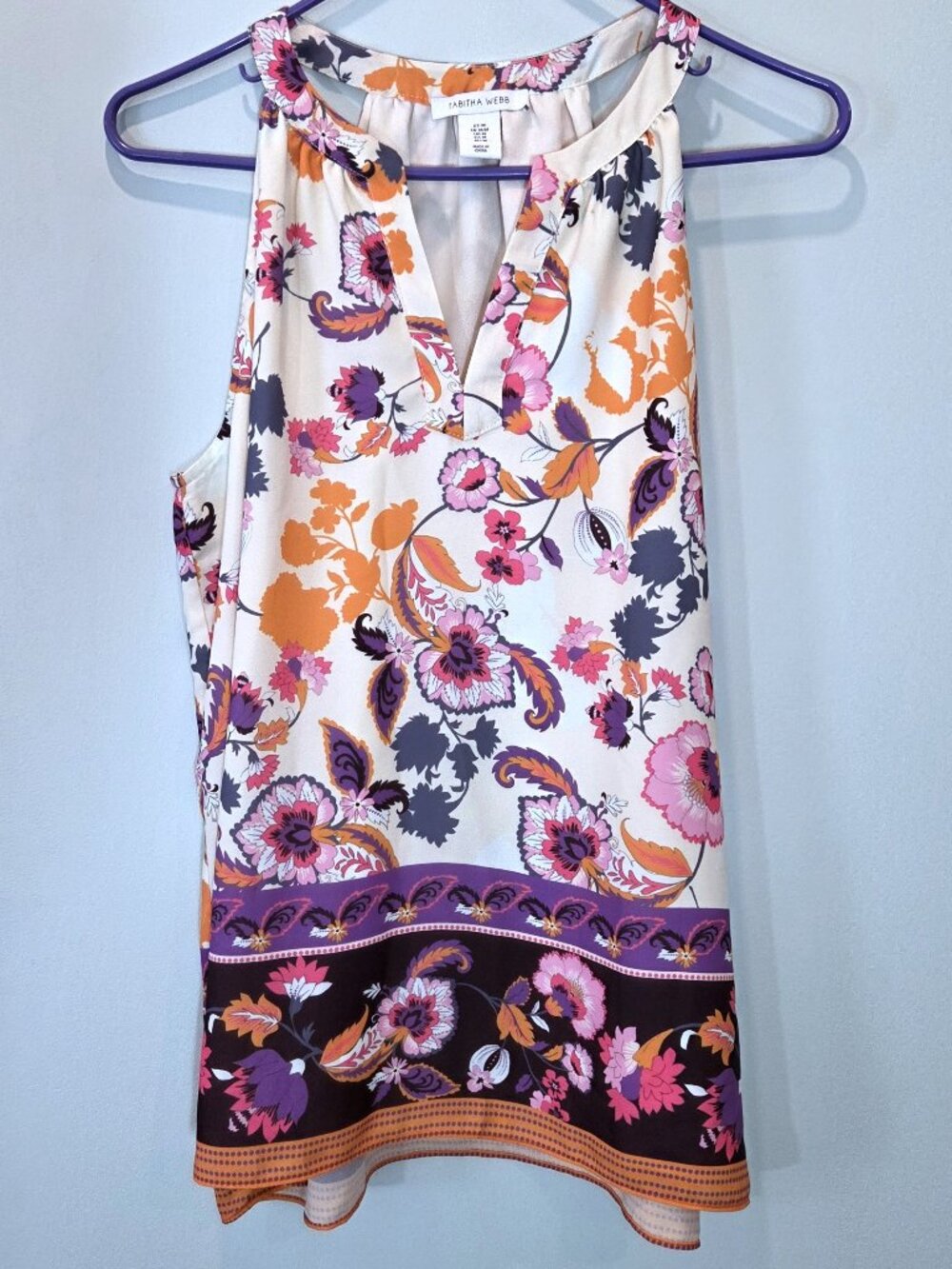 NWOT Tabitha Webb Yellow Orange Purple Floral Halter Top Size M